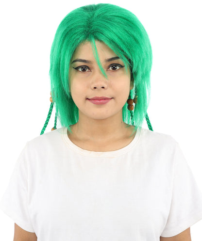 HPO Adult Women's Long Tribal Braided Wig | Multiple Color Options | Dark Shaggy Bob with Beaded Strands, Synthetic Fiber & Breathable Cap | Halloween, Sci-Fi Roleplay, Fantasy Costume