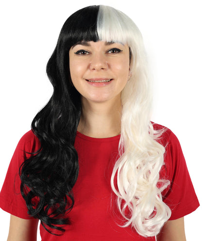 Singer Womens Long Wig | Wavy Pink & Black Wig | Premium Breathable Capless Cap
