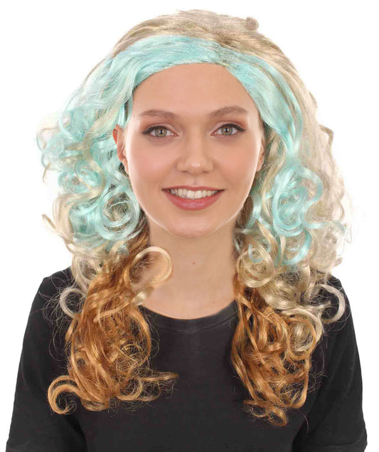 Women's Long Curly Multicolor Full Party Wig | Perfect for | Flame-retardant Synthetic Fiber