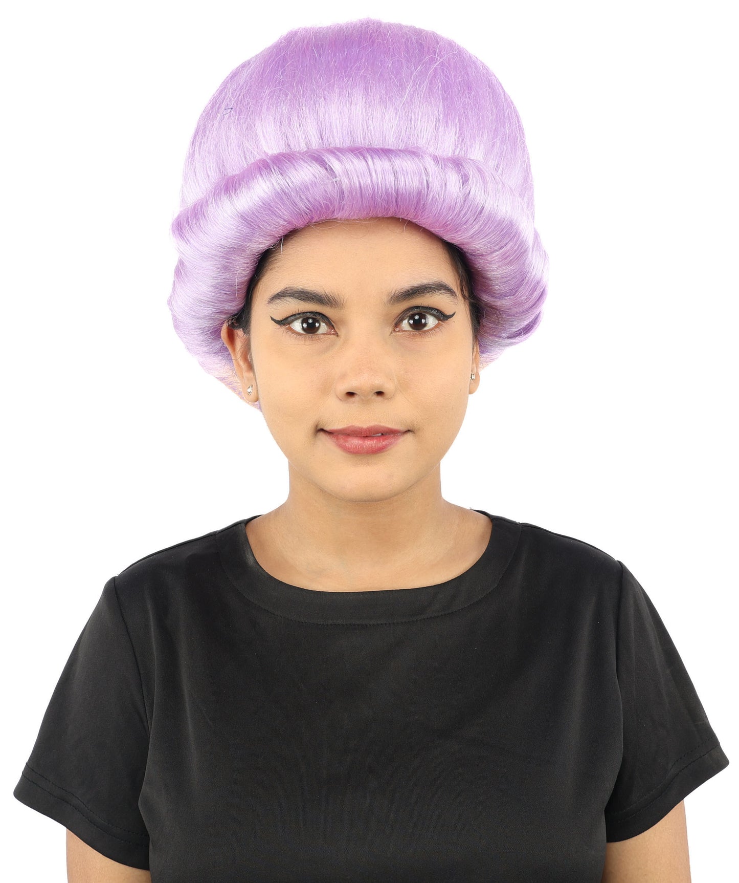 HPO Women's Voluminous Golden Blonde Grandma Wig | Medium Puffy Afro Style with Silver Texture, Synthetic Fiber & Adjustable Fit | Halloween, 100th Day of School, Theater & Funny Costume