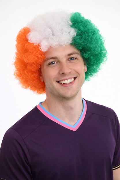 Ivory Coast Sport Afro Fun Wig | Africa White Green Orange Jumbo Wig