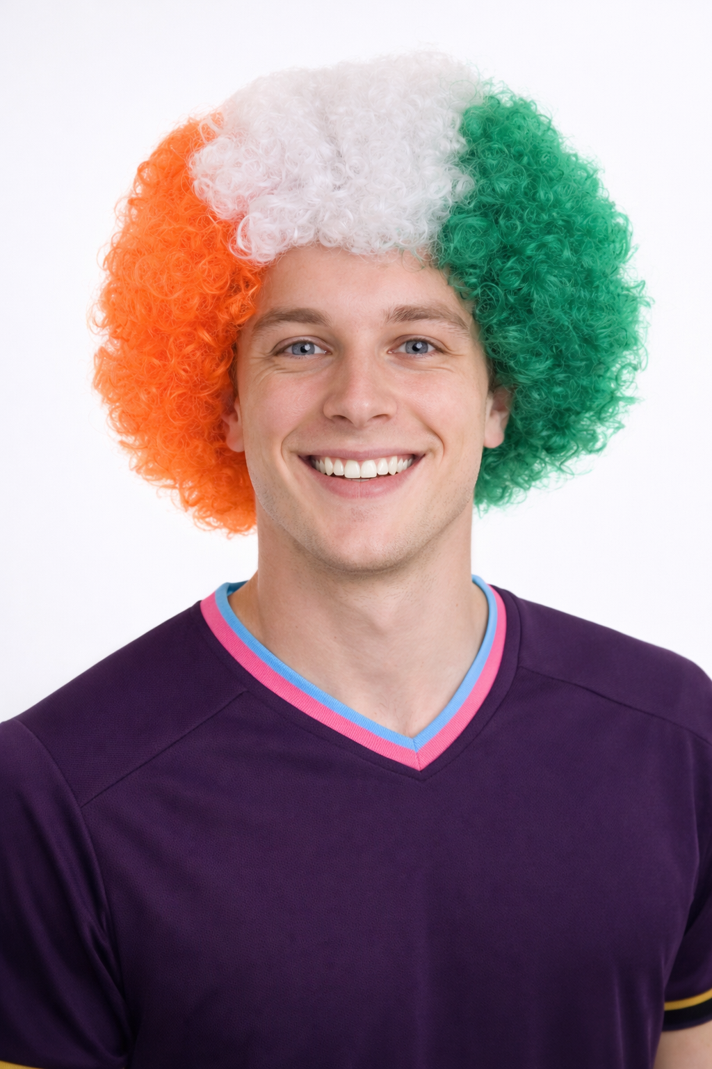 Ivory Coast Sport Afro Fun Wig | Africa White Green Orange Jumbo Wig