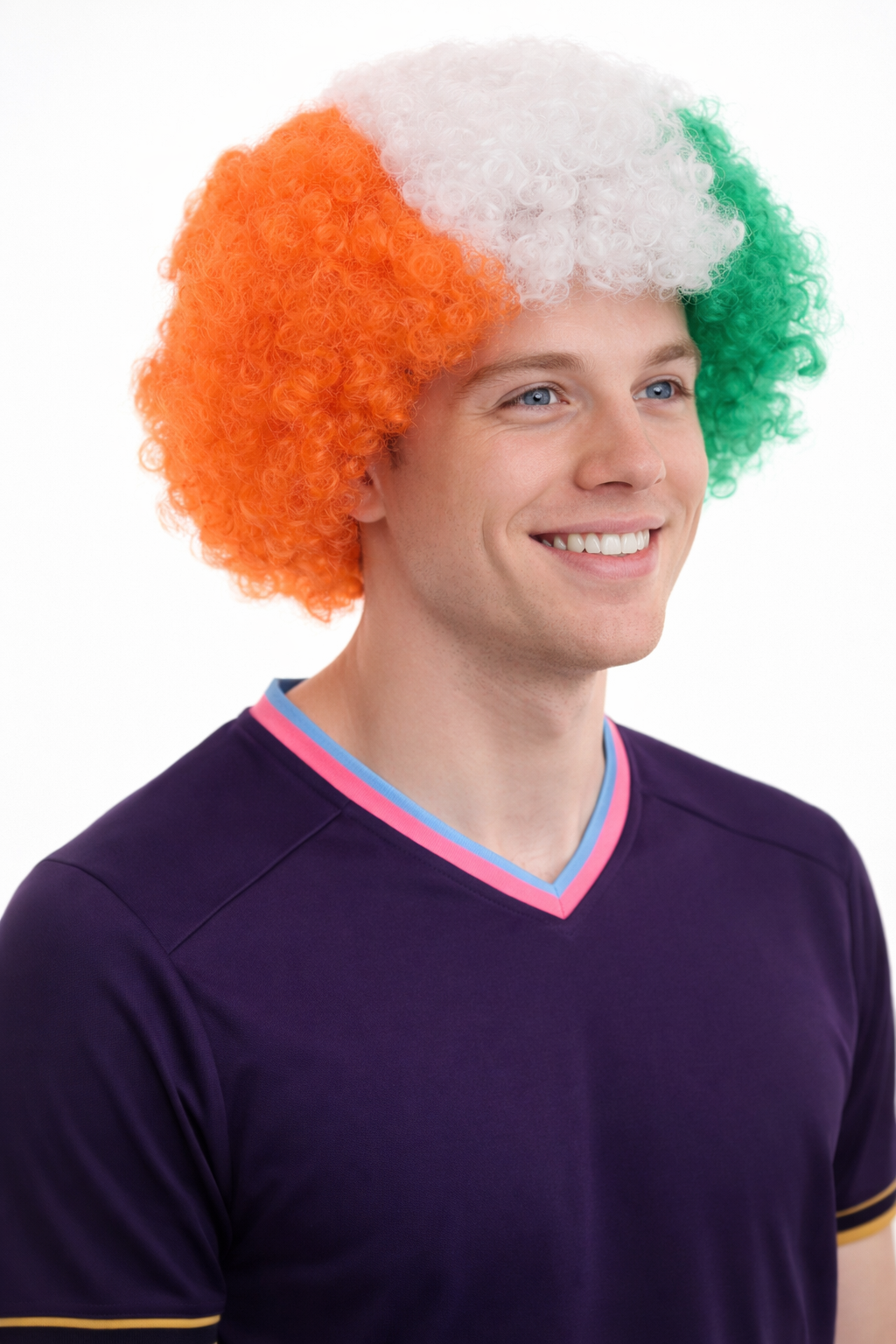 Ivory Coast Sport Afro Fun Wig | Africa White Green Orange Jumbo Wig