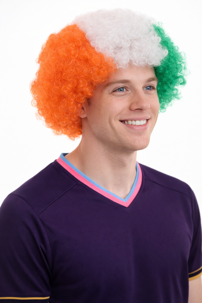 Ivory Coast Sport Afro Fun Wig | Africa White Green Orange Jumbo Wig