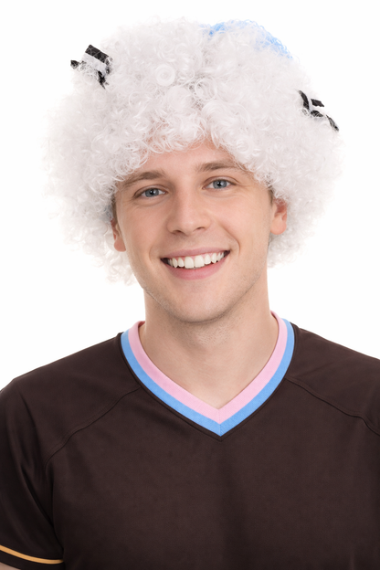 South Korea Sport Afro Fun Wig | Jumbo White Halloween Wig
