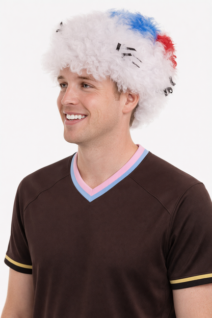 South Korea Sport Afro Fun Wig | Jumbo White Halloween Wig
