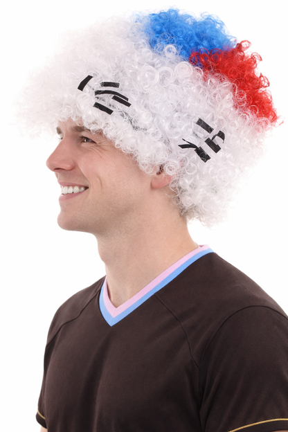South Korea Sport Afro Fun Wig | Jumbo White Halloween Wig
