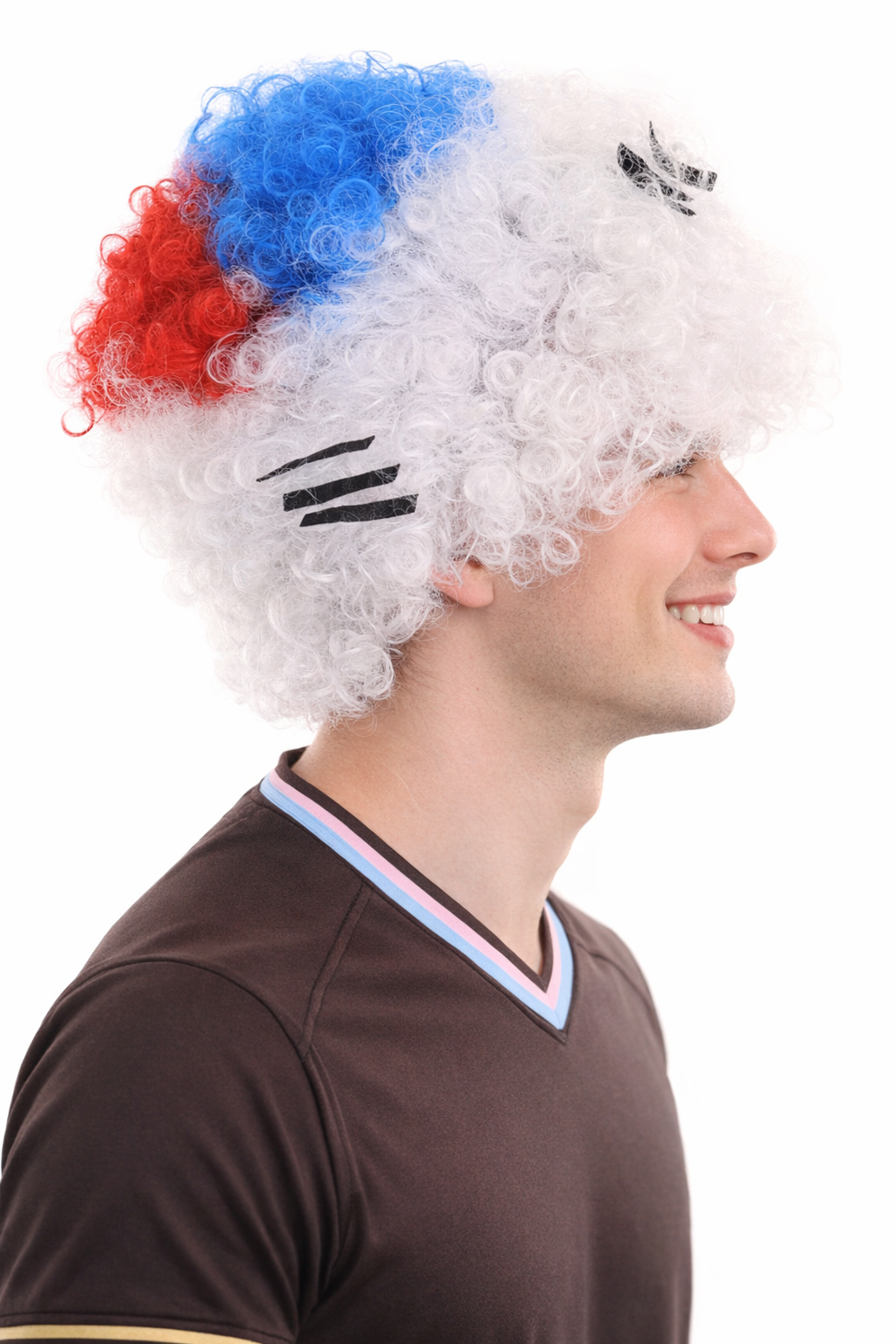 South Korea Sport Afro Fun Wig | Jumbo White Halloween Wig