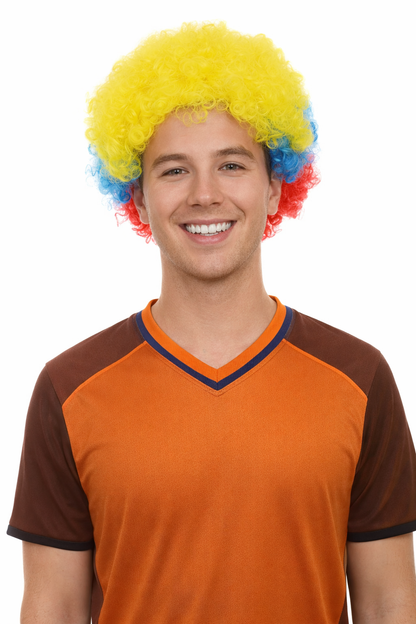 Ecuador Sport Afro Fun Wig | Red Blue Yellow Jumbo Wig