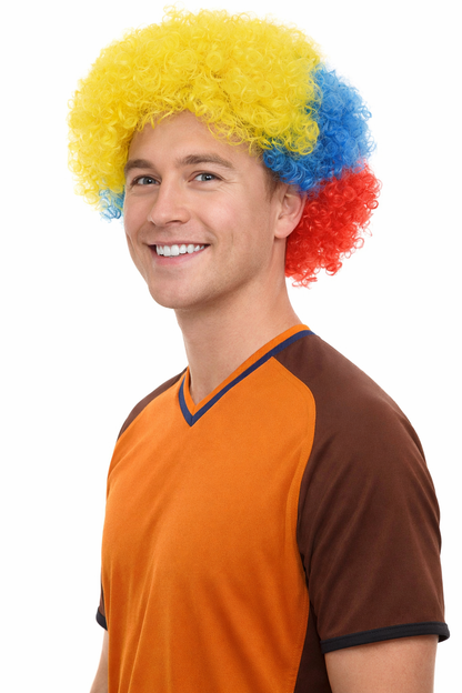 Ecuador Sport Afro Fun Wig | Red Blue Yellow Jumbo Wig