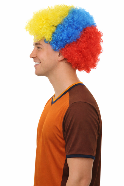 Ecuador Sport Afro Fun Wig | Red Blue Yellow Jumbo Wig