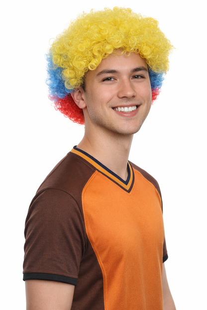 Ecuador Sport Afro Fun Wig | Red Blue Yellow Jumbo Wig
