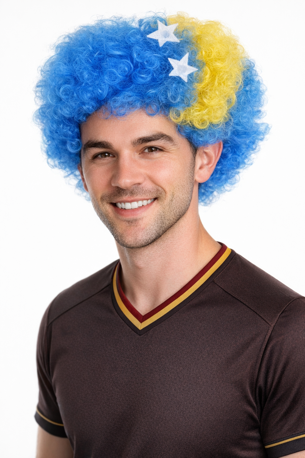 Bosnia and Herzegovina Sport Afro Fun Wig | Blue Yellow Wig