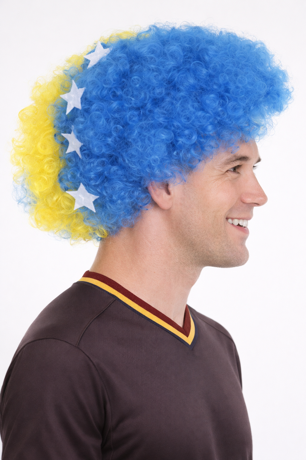 Bosnia and Herzegovina Sport Afro Fun Wig | Blue Yellow Wig