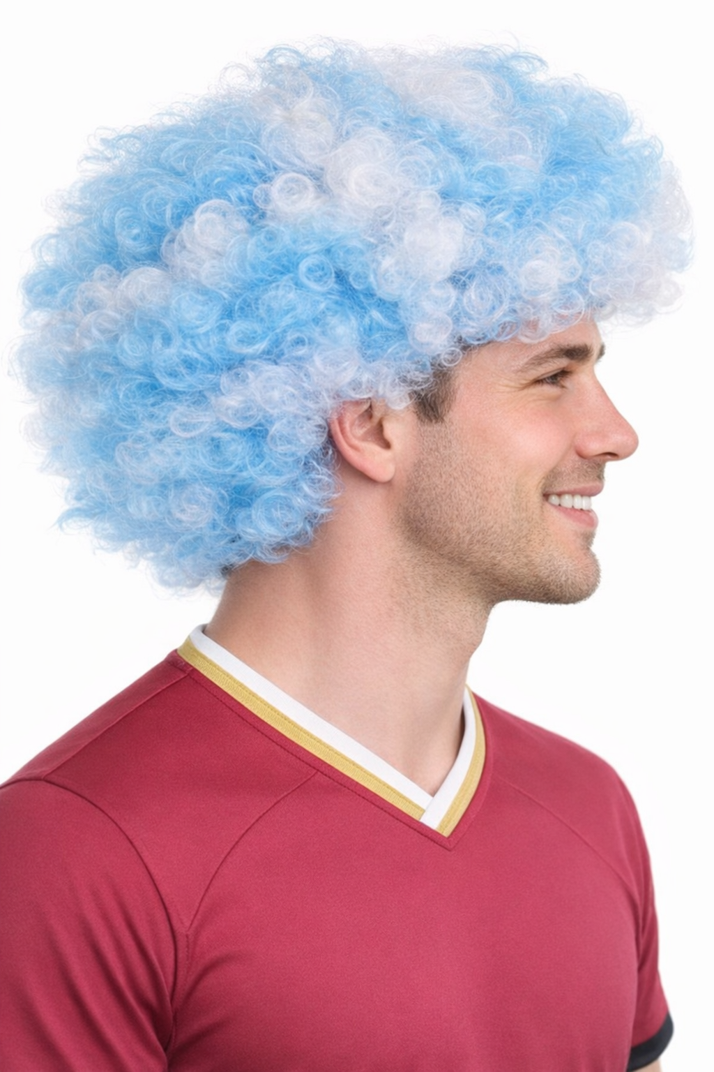 Greece Sport Afro Fun Wig | Blue White Super Size Jumbo Wig