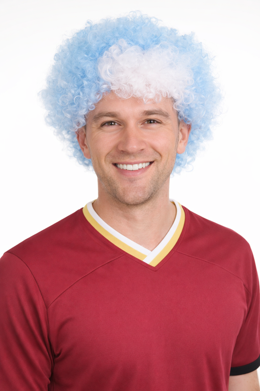 Greece Sport Afro Fun Wig | Blue White Super Size Jumbo Wig