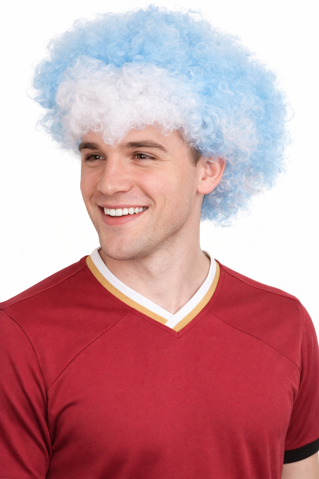 Greece Sport Afro Fun Wig | Blue White Super Size Jumbo Wig