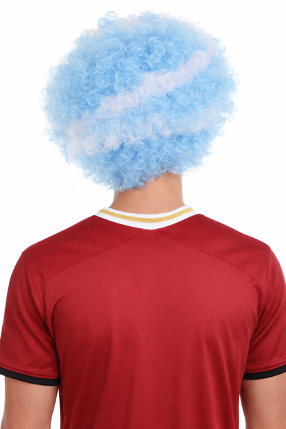 Greece Sport Afro Fun Wig | Blue White Super Size Jumbo Wig