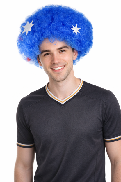 Australia Sport Afro Fun Wig | Blue Flag Jumbo Wig