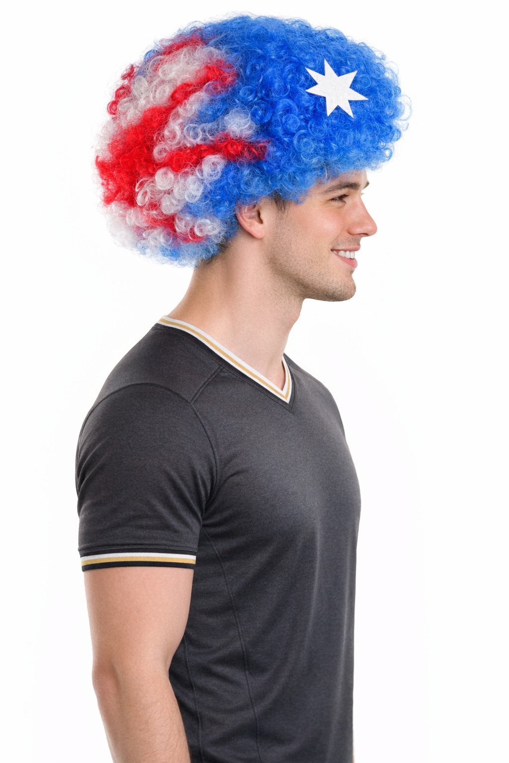 Australia Sport Afro Fun Wig | Blue Flag Jumbo Wig