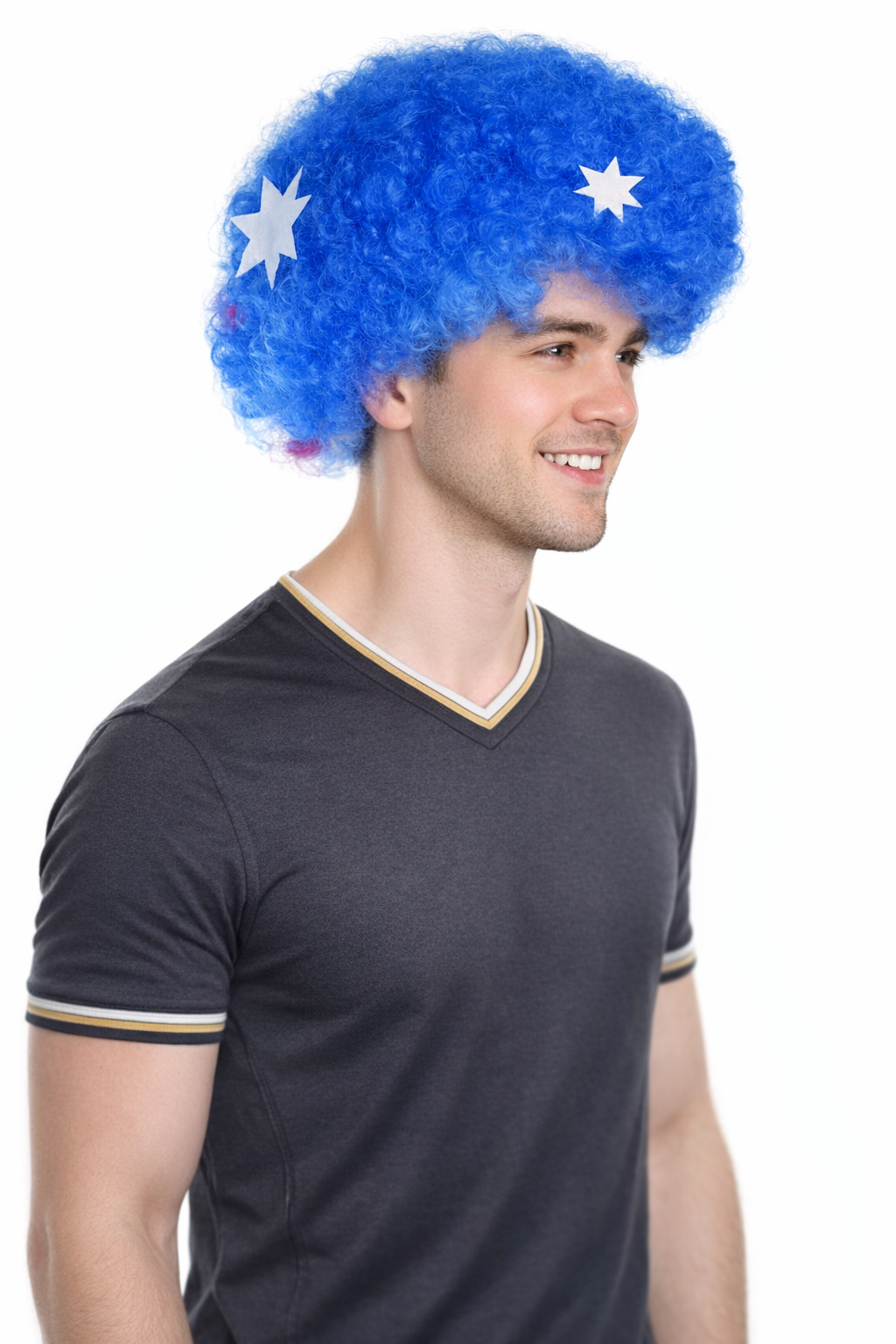 Australia Sport Afro Fun Wig | Blue Flag Jumbo Wig