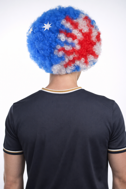 Australia Sport Afro Fun Wig | Blue Flag Jumbo Wig