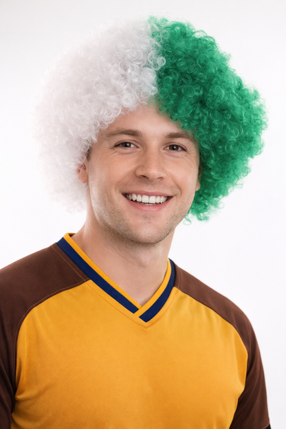 Jumbo Algeria Sport Afro Fun Wig | Super Sized White Green Wig
