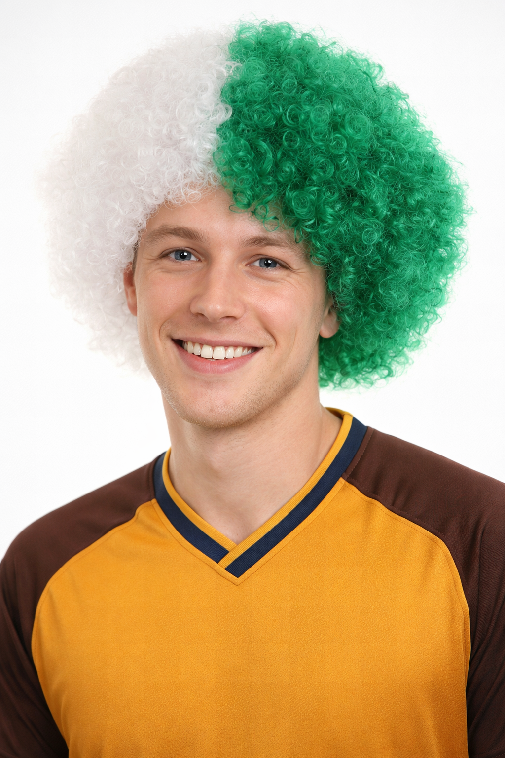 Jumbo Algeria Sport Afro Fun Wig | Super Sized White Green Wig