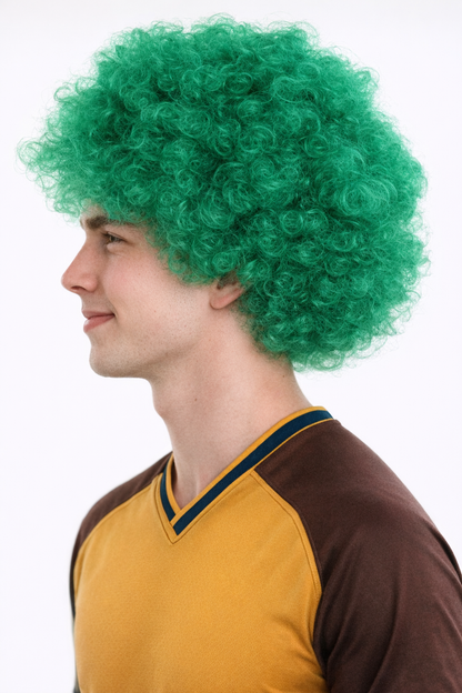 Jumbo Algeria Sport Afro Fun Wig | Super Sized White Green Wig