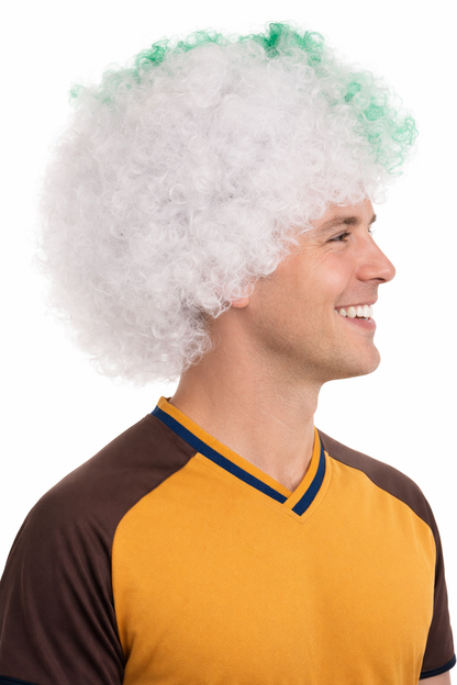 Jumbo Algeria Sport Afro Fun Wig | Super Sized White Green Wig