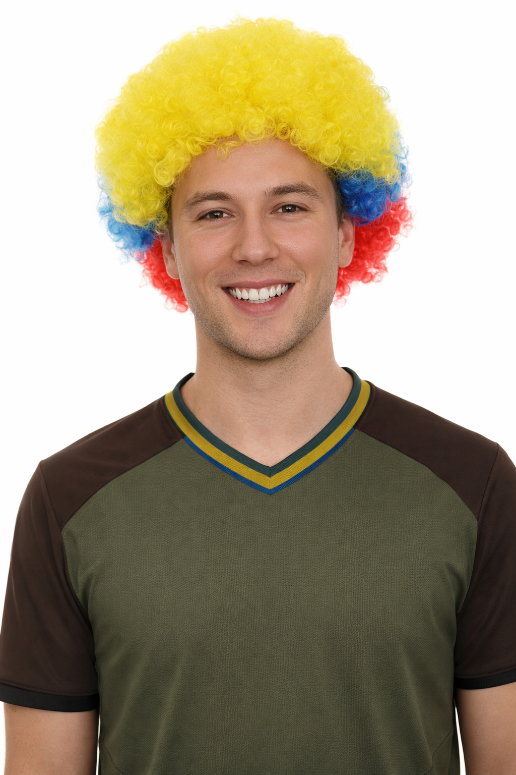 Colombia Sport Afro Fun Wig | Super Jumbo Red Blue Yellow Wig