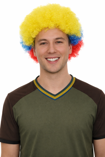 Colombia Sport Afro Fun Wig | Super Jumbo Red Blue Yellow Wig