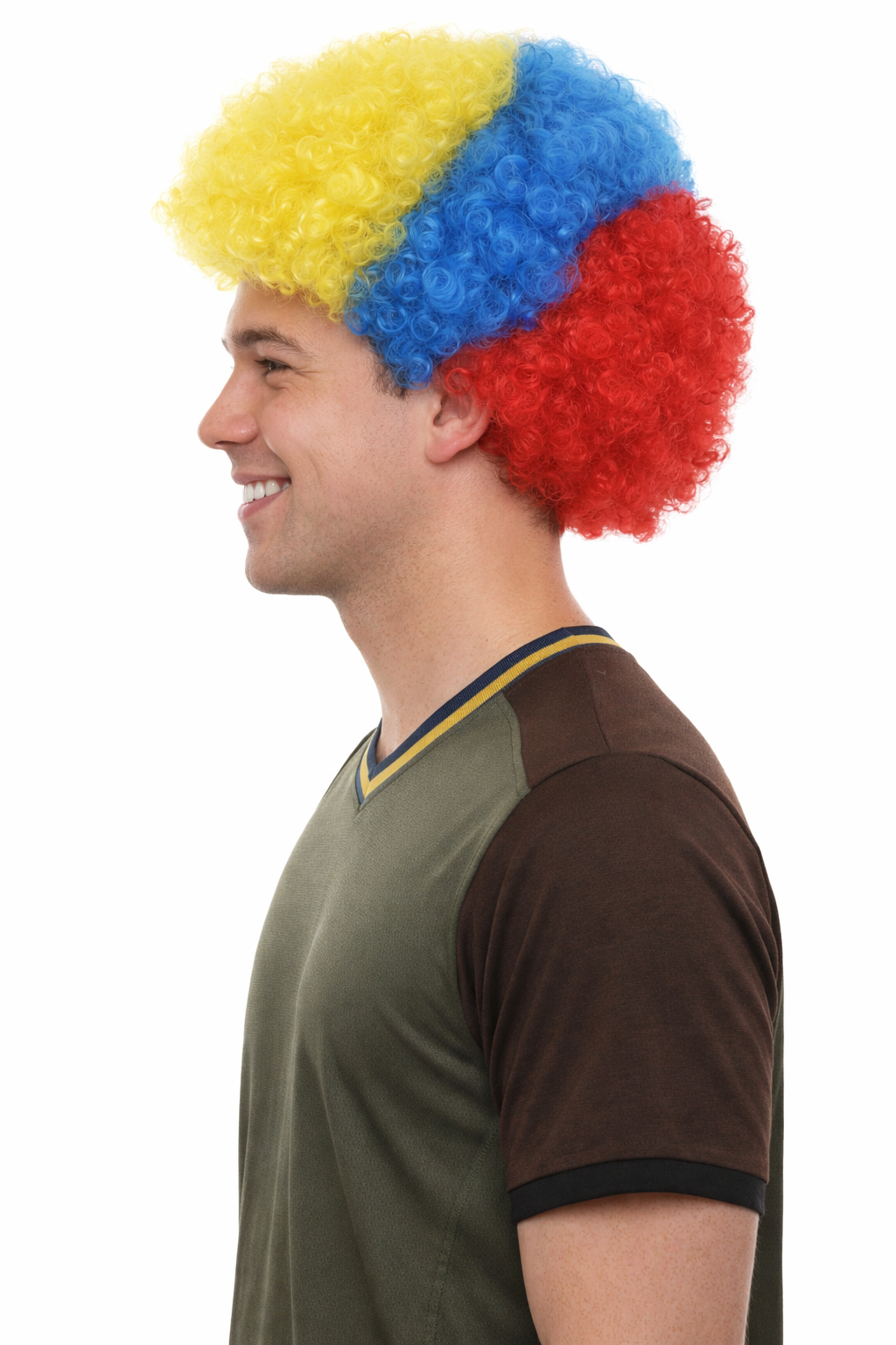 Colombia Sport Afro Fun Wig | Super Jumbo Red Blue Yellow Wig