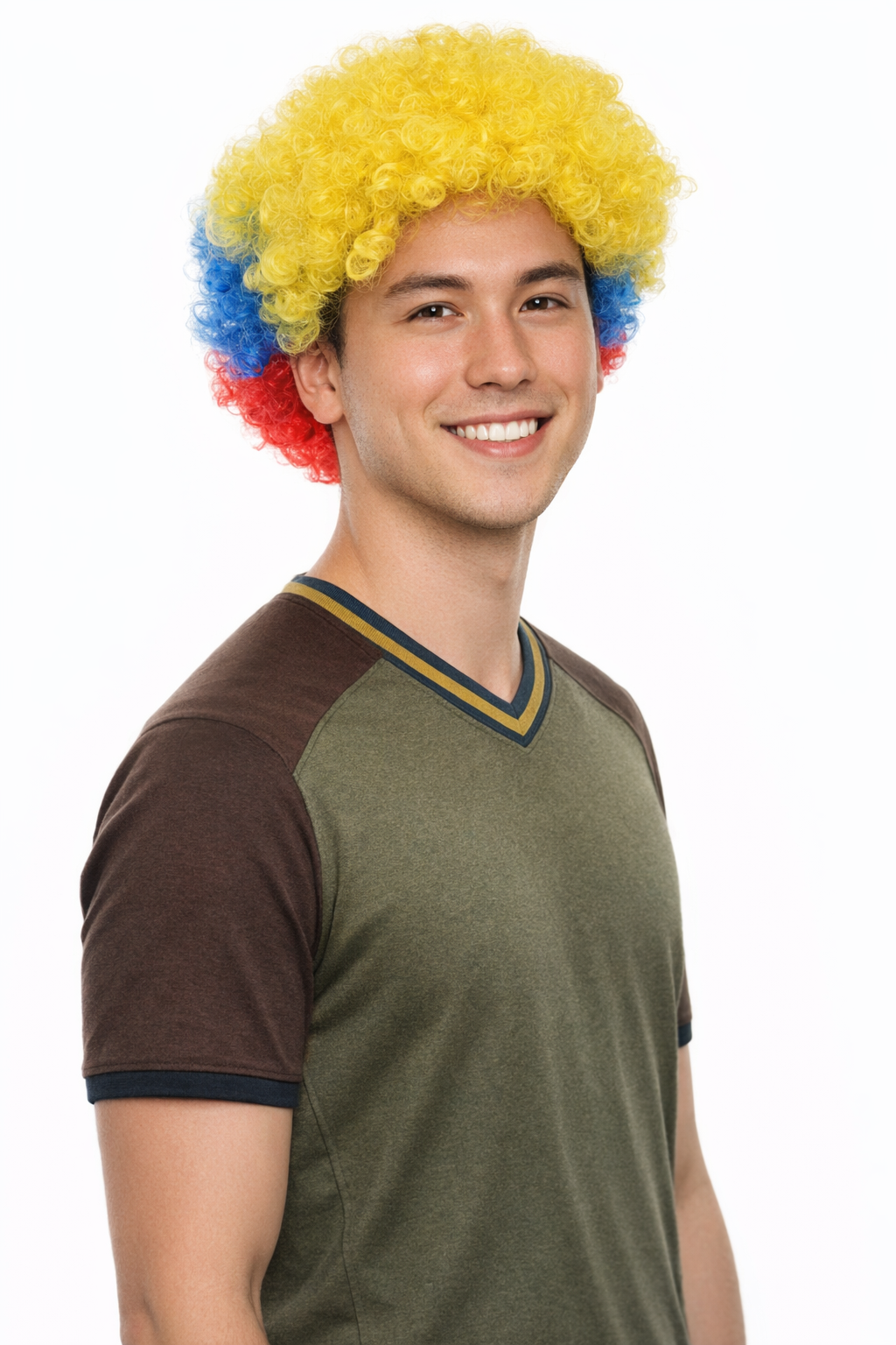 Colombia Sport Afro Fun Wig | Super Jumbo Red Blue Yellow Wig