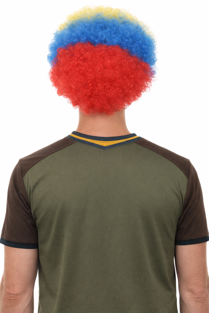 Colombia Sport Afro Fun Wig | Super Jumbo Red Blue Yellow Wig