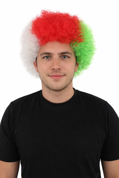 HPO Tri Tone Sports Wig | Voluminous Kinky Afro Style Standard Cap Construction | Six Nations Championship Game Spirit Week Prop