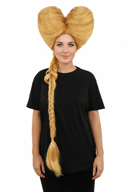 HPO Women’s Extra Long Golden Brown Count Dracula Wig | 42 Inch Synthetic Hairpiece Ideal for Gothic Noble Costume Halloween Cosplay Party Fancy Dress