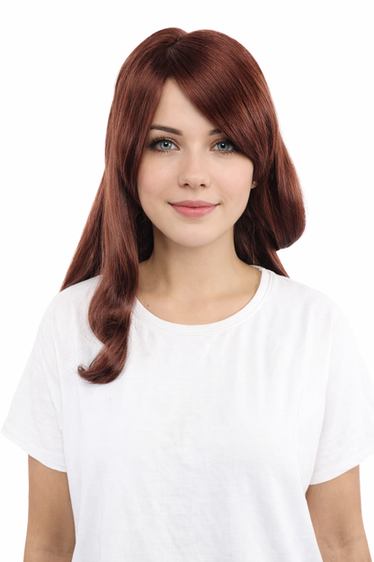HPO Women's Chocolate Brown Anime Character Wig | Synthetic Fiber with Side Swept Bangs and Top Tuft | Halloween Party and Comic Con Events