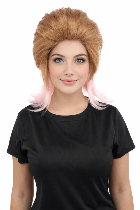 HPO Women's Brown And Pink Bob Wig | 14-Inch Celebrity-Inspired Hair | Ideal for Cosplay, Costume, and Themed Parties