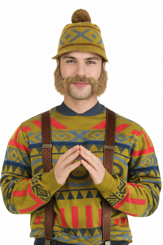 HPO Men's Ashe Blonde Beard, Mustache & Eyebrow Set | Costume Facial Hair Kit | Nordic-Style Character Look | Ideal for Cosplay, Theatre, Fancy Dress & Holiday Events