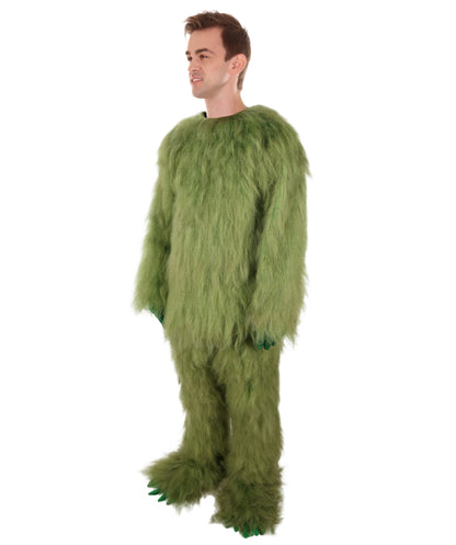 HPO Adult Unisex Olive Green Monster Soft Furry Full Costume, Bundel Set with Mask | Cosplay Mask | Flame-retardant Synthetic Fabric