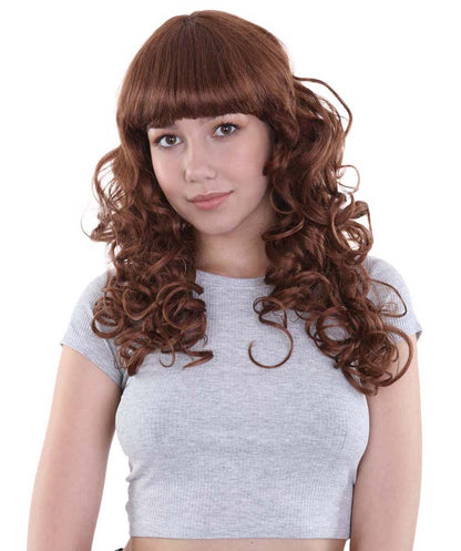 HPO Women's Wig for Fancy Anti-Hero Girl | Long Curly Party Ready Fancy Halloween Wigs | Premium Breathable Capless Cap