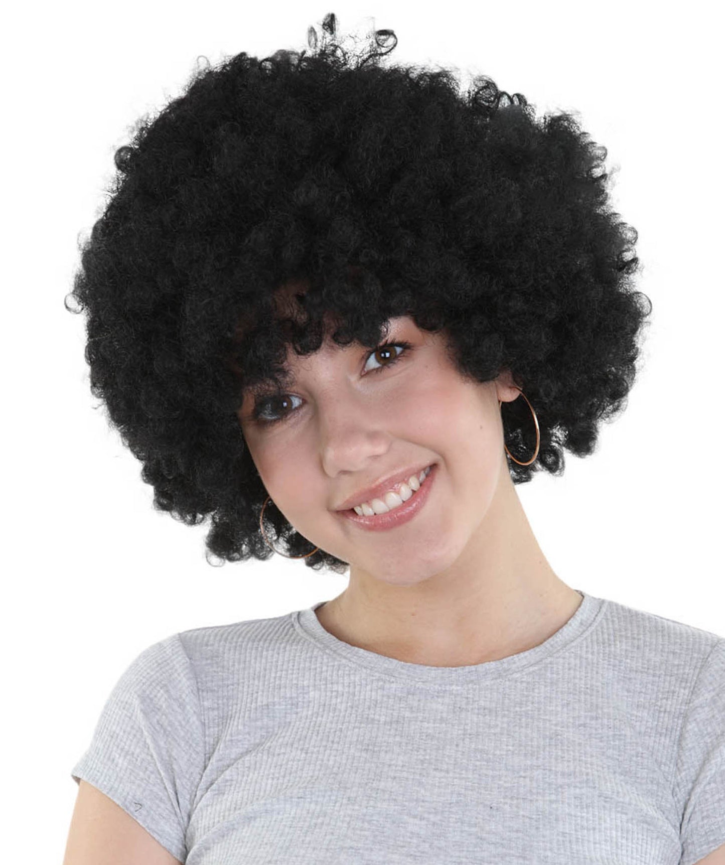 HPO Womens Black Afro Wig | Jumbo Super Size Halloween Wig | Premium Breathable Capless Cap