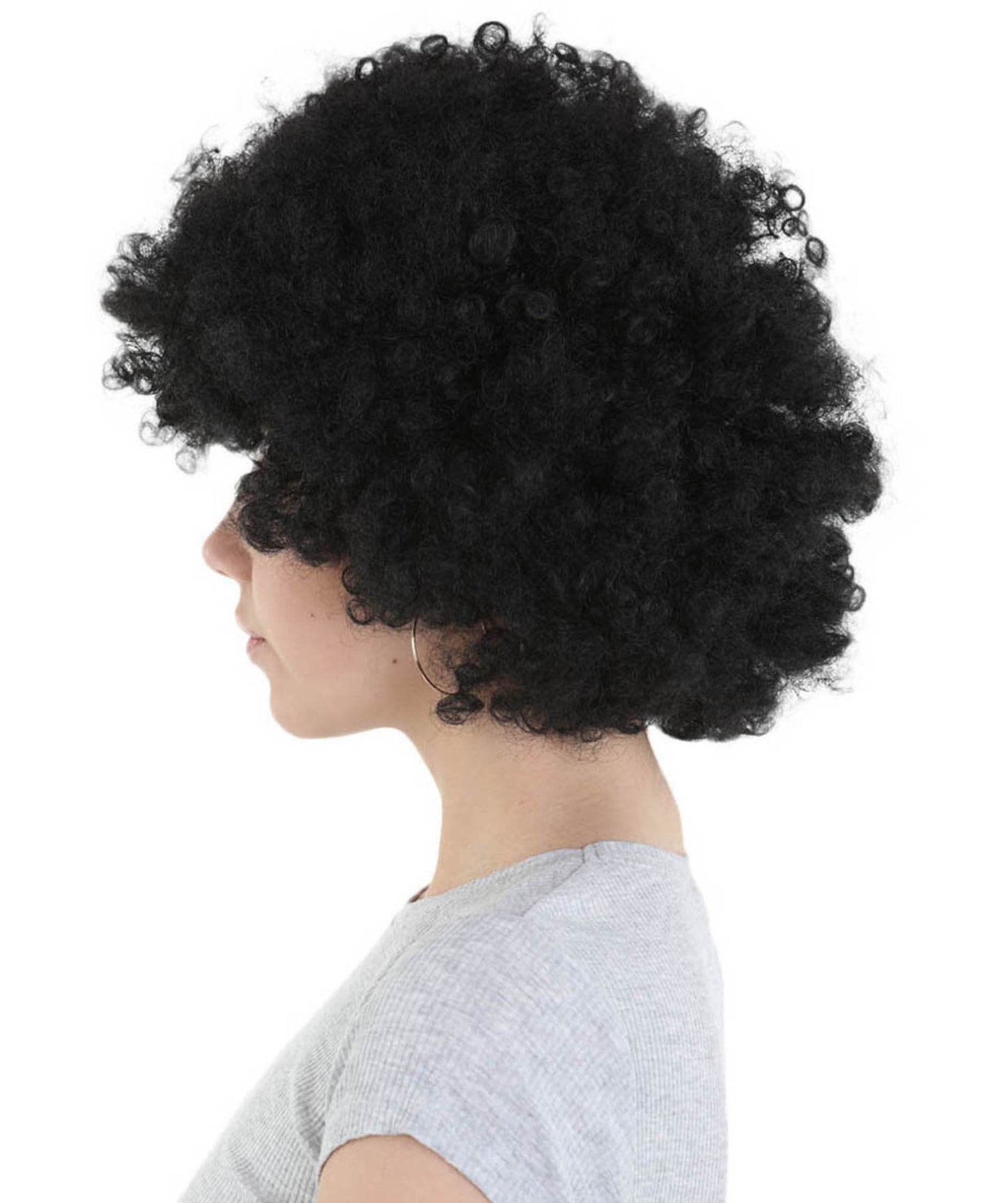 HPO Womens Black Afro Wig | Jumbo Super Size Halloween Wig | Premium Breathable Capless Cap