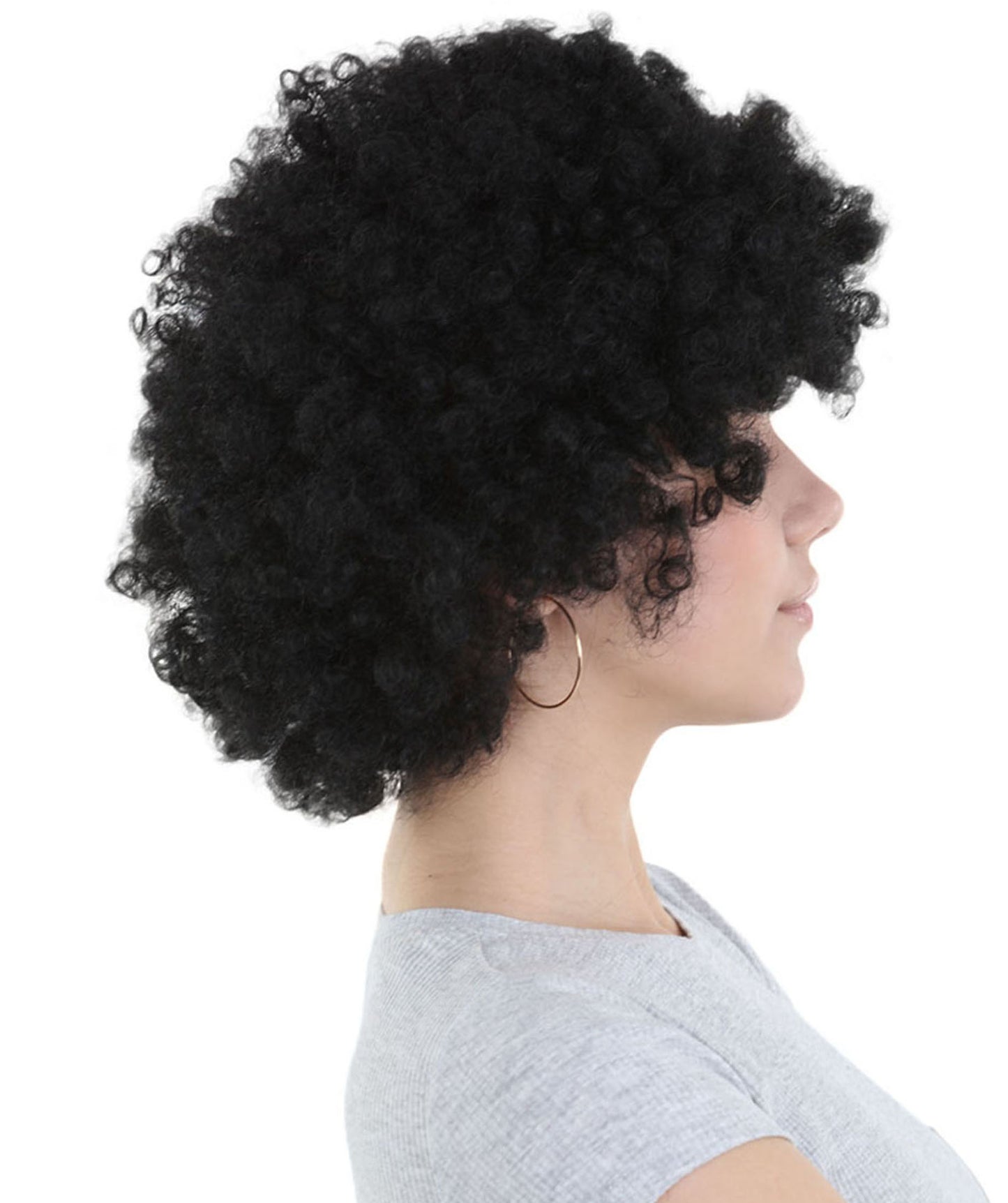 HPO Womens Black Afro Wig | Jumbo Super Size Halloween Wig | Premium Breathable Capless Cap