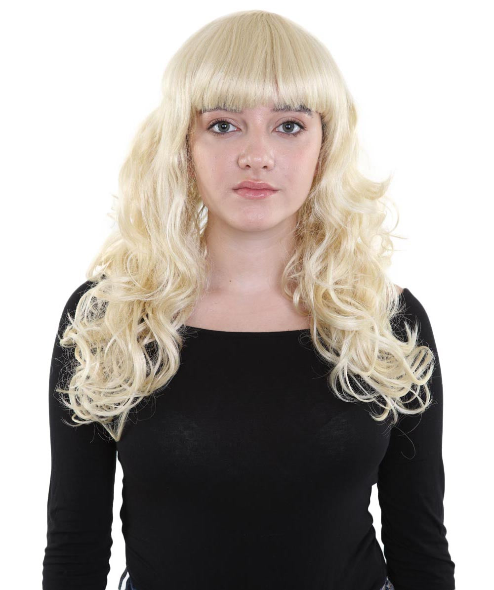 HPO Women's Wig for Fancy Anti-Hero Girl | Long Curly Party Ready Fancy Halloween Wigs | Premium Breathable Capless Cap