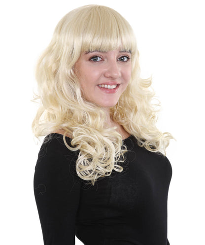 HPO Women's Wig for Fancy Anti-Hero Girl | Long Curly Party Ready Fancy Halloween Wigs | Premium Breathable Capless Cap