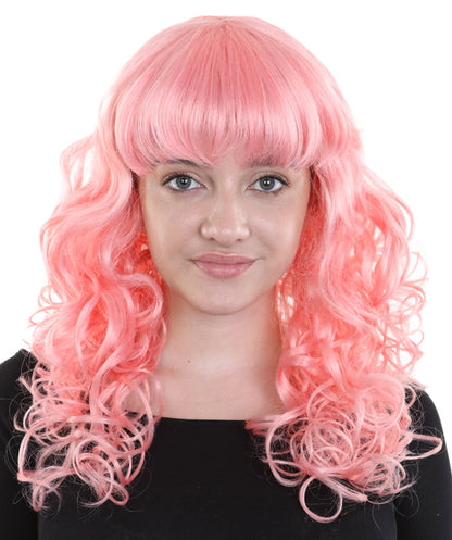 HPO Women's Wig for Fancy Anti-Hero Girl | Long Curly Party Ready Fancy Halloween Wigs | Premium Breathable Capless Cap