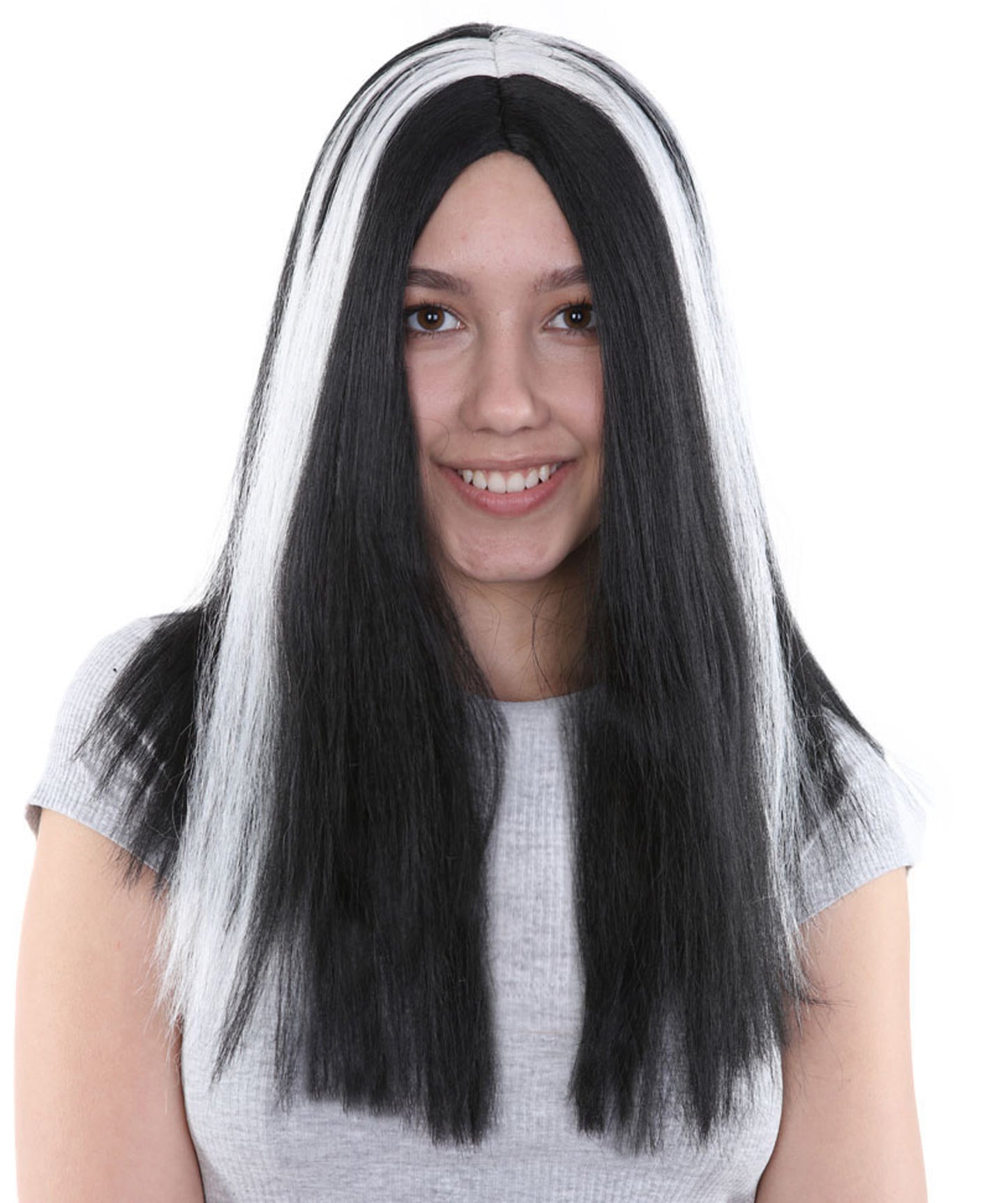 Medium Vampires Women's Wig | Thick Black & White | Premium Breathable Capless Cap