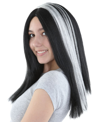 Medium Vampires Women's Wig | Thick Black & White | Premium Breathable Capless Cap